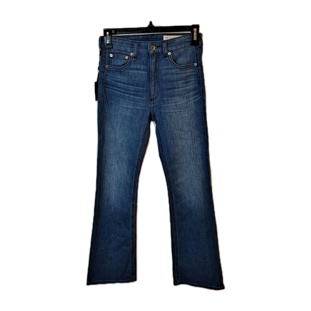 Rag & Bone Women's Nina High Rise Ankle Flare Jeans Sz 23 Flare Leg Slim Poppy